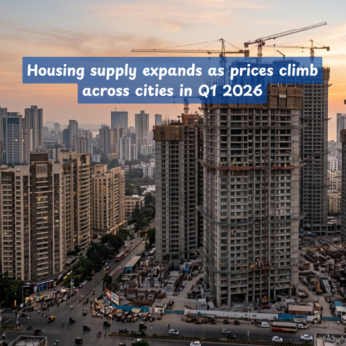 Housing supply expands as prices climb across cities in Q1 2026