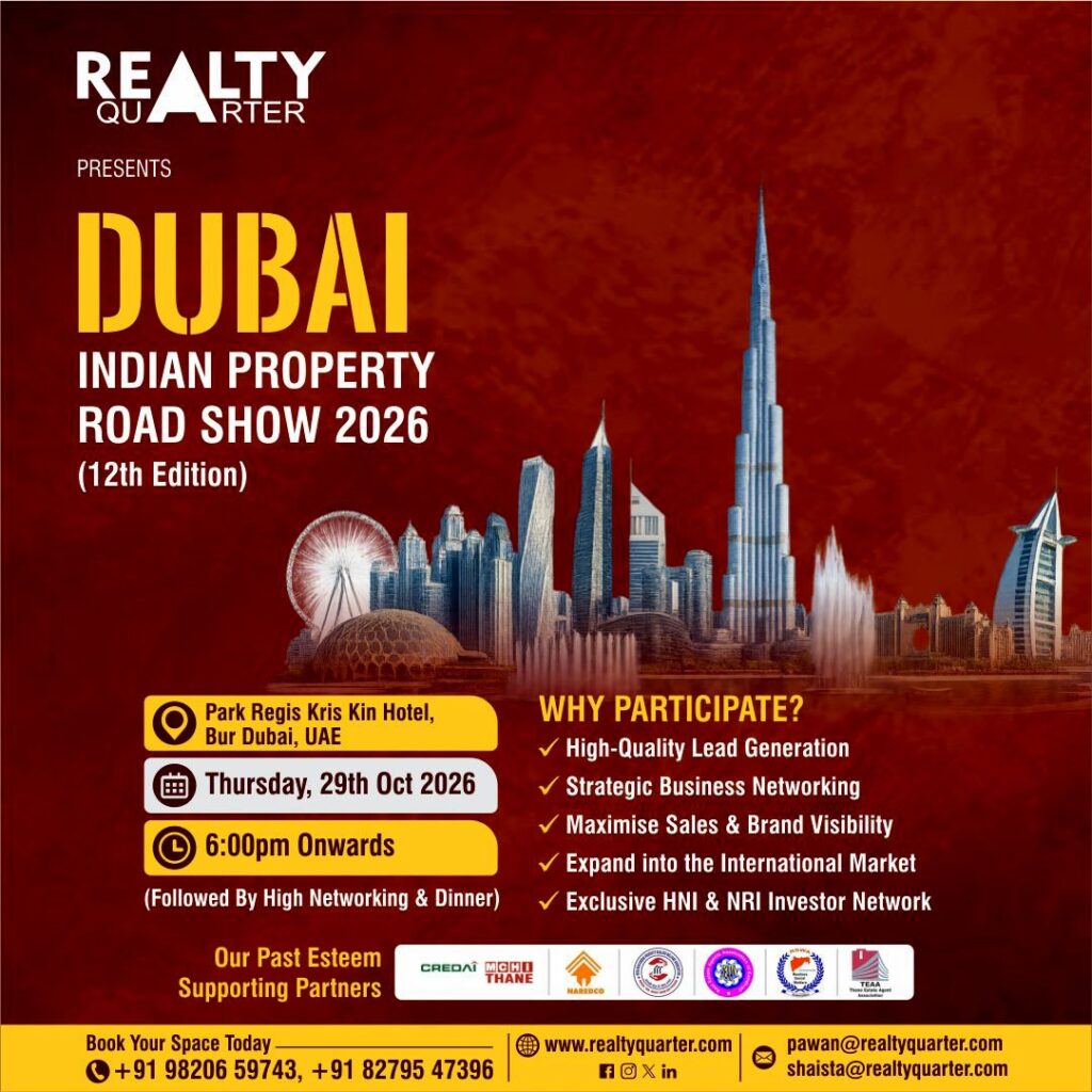 Realty Quarter to Host the 12th Edition of Indian Property Road Show 2026 in Dubai on October 29